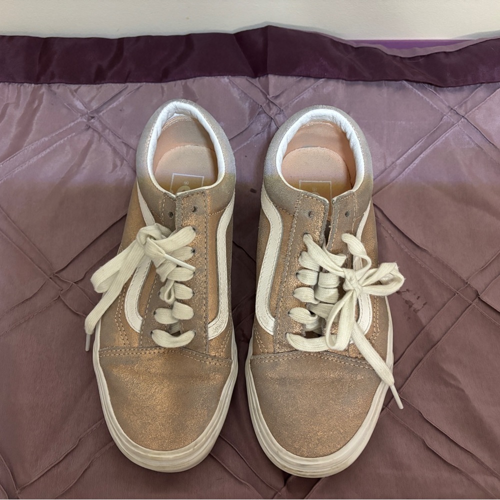 Rose Gold and White Sneakers